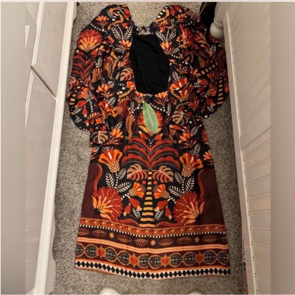 FARM Rio Long Sleeve Dress - Black, Orange, Red - Picture 3 of 4